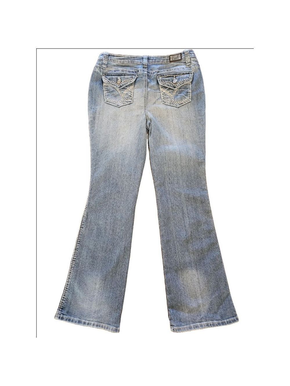 EARL JEAN WOMEN'S MID-RISE BOOTCUT EMBROIDERED JEANS SIZE 32"